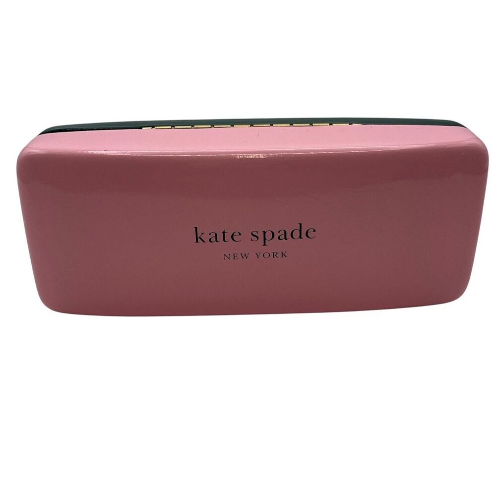 KATE SPADE NEW YORK PINK‎ / GREEN CLAMSHELL SUNGLASSES CASE W/ CLEANING CLOTH